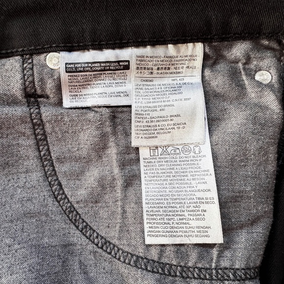 Levis 513 Jeans Mens 34x30 Black Slim Straight American Stretch Dark Wash Denim - Picture 4 of 10